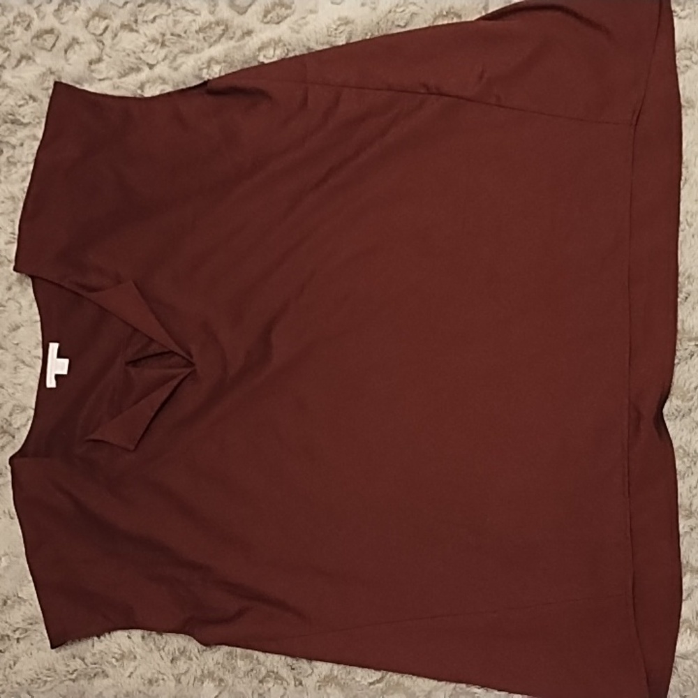 New York & Company Deep Red V-Neck Blouse